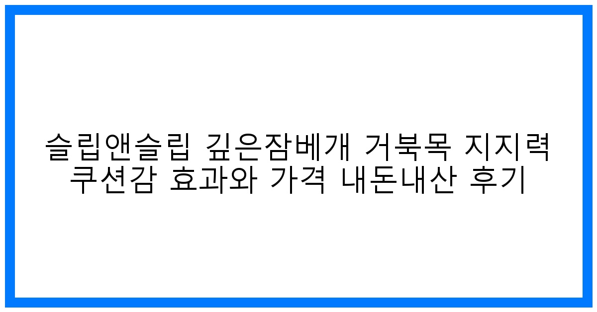 꿀잠 보장! 슬립앤슬립 깊은잠베개 솔직후기 (거북목, 가격 정보)